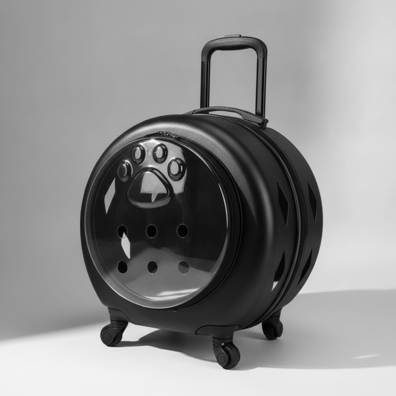 Transportín con Ruedas Amplio Transportín con Frontal Transparente Bolsa Transporte para s, Negro, 1922-Negro