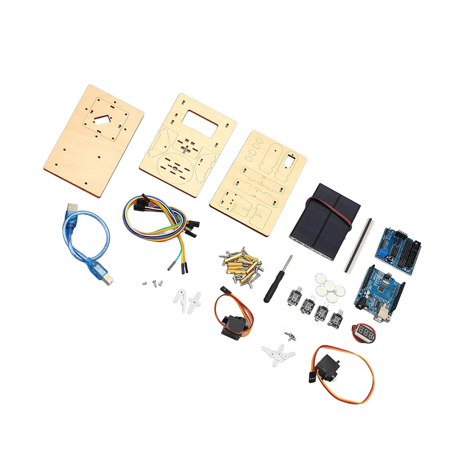 SEAFRONT Kit Electrónico de Seguimiento Solar ABS y Madera Maciza Stem Juego de Experimentos Científicos de Aprendizaje con 2 Servos 4 Sensores de Luz para Niños Adolescentes Asamblea en Casa y
