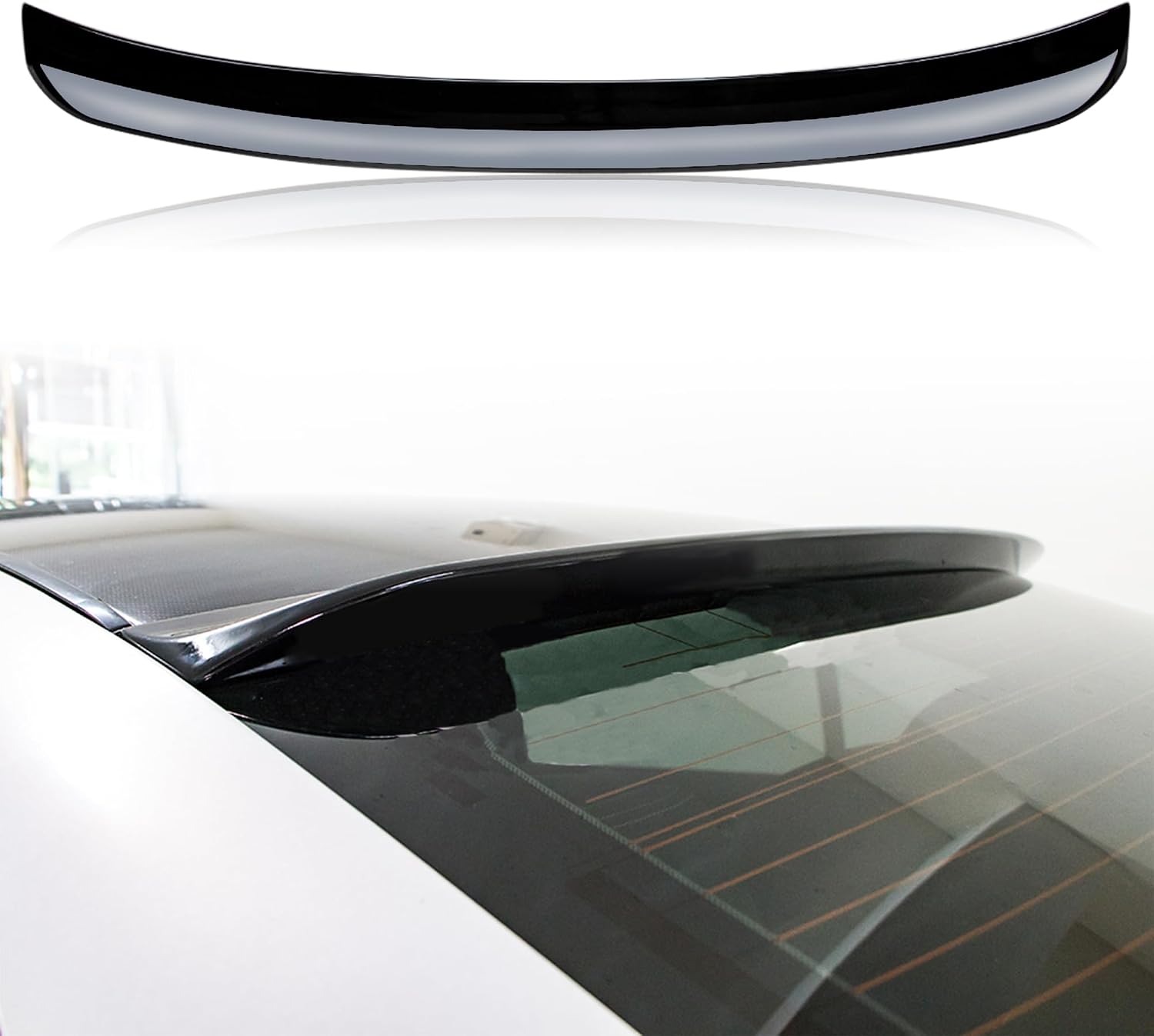 Gloss Black Roof Spoiler Wing Compatible with 2014-2024 Infiniti Q50 Q50S Sedan Rear Window Spoiler
