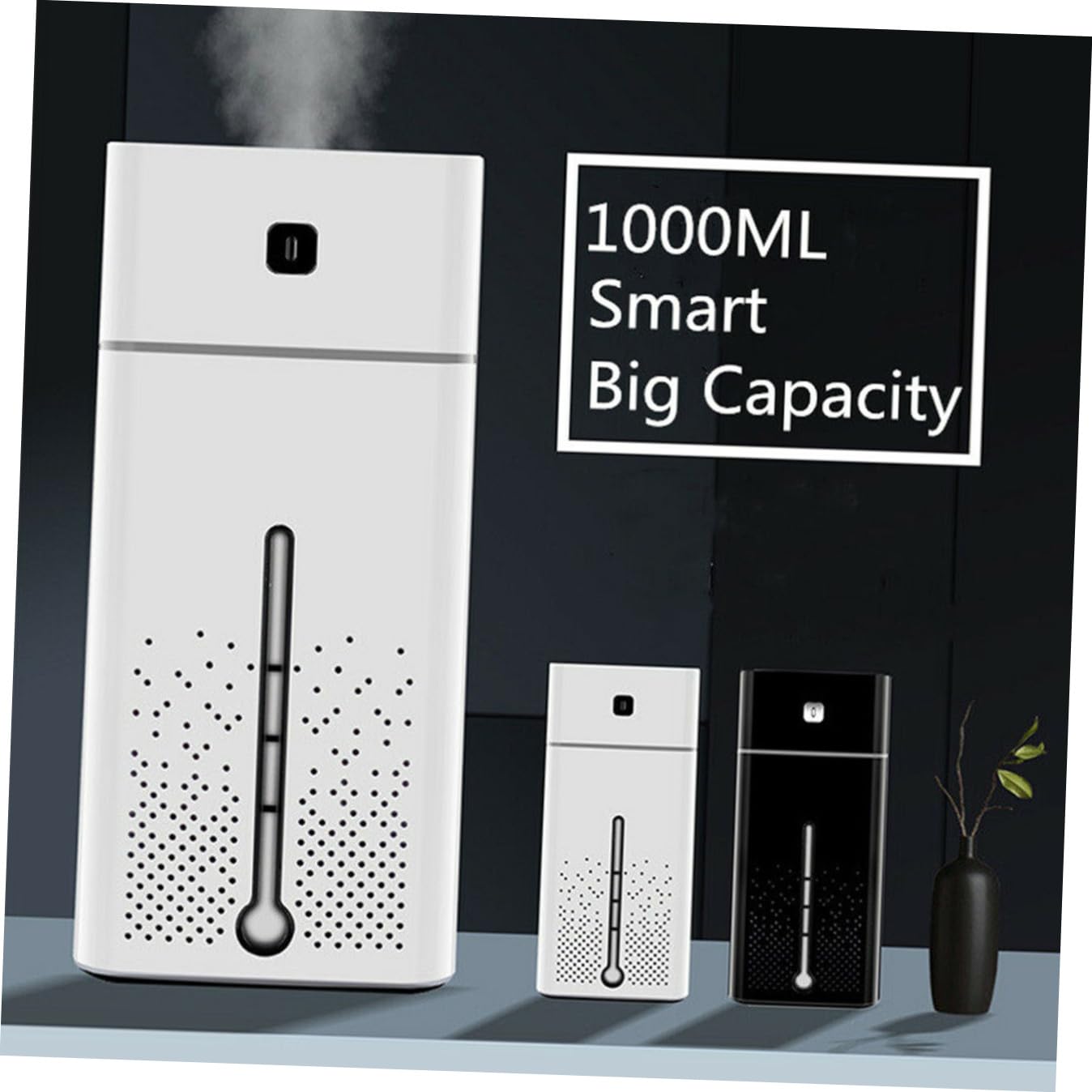Alipis Umidificatore USB 1l Nero per Ufficio e Casa Silenzioso Funzione Multifunzione