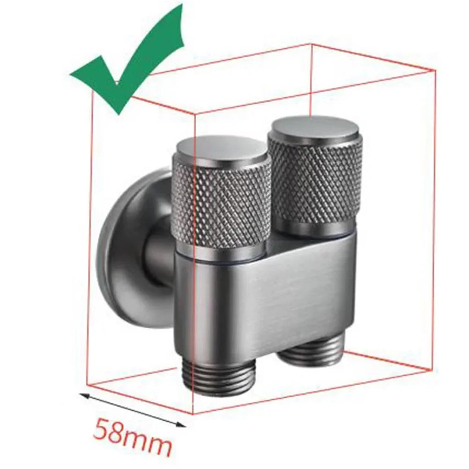Grifo de Lavadora con Doble Control, válvula Triangular para Inodoro, Fregadero de Cocina, Lavabo de baño, G1/2, 1 Entrada y 2 Salidas (Negro)