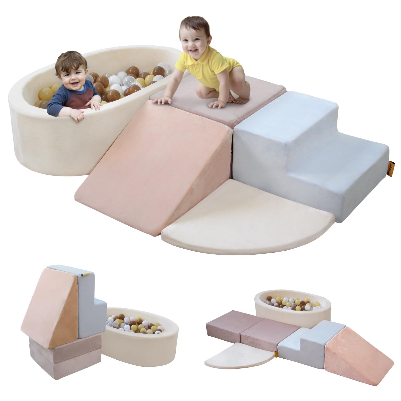 BanaSuper 6-Piece Climbing Toys for Toddlers, Kids Foam Blocks Playset with Ball Pit (Balls not Included), Toddler Indoor Soft Play Gym Activity Play