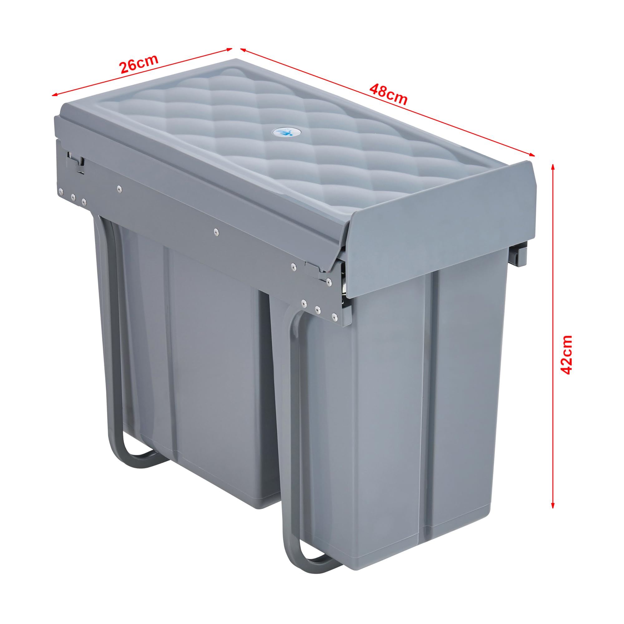 [en.casa] Pattumiera Estraibile con 2 Secchi Raccolta Differenziata con Sistema di Estrazione Scorrevole Bidoni Sotto Lavello 1 x 20 L + 1 x 10 L - 48 x 26 x 42 cm Grigio