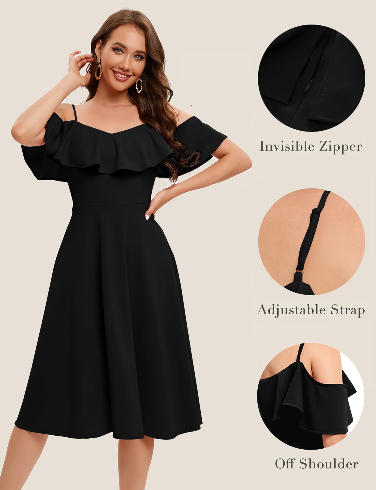 Bbonlinedress - Vestido de Noche de cóctel Chic para Bautizo, Ceremonias de Fiesta de Boda Mediados de Largo con Tirantes