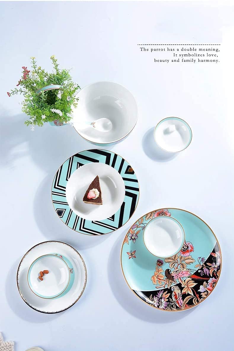 H3TF5J Luksusowe rodzinne zastawa stołowa, 20 sztuk porcelanowych zastawy stołowej, zastawa stołowa dla 10 osób, pomalowane złoto ceramiczne zastawa stołowa, wielofunkcyjna miska z zupą z głębokim