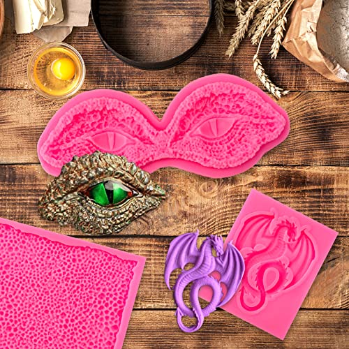 Rainmae Dragon Silicone Fondant Molds, Dragon Eyes Longan Dinosaur Claws Skin Chocolate Mold For Baking Dragon Themed Cake, Candy, Cupcake Decoration, Polymer Clay, Resin, Jewelry, Crafting Projects #TOP6