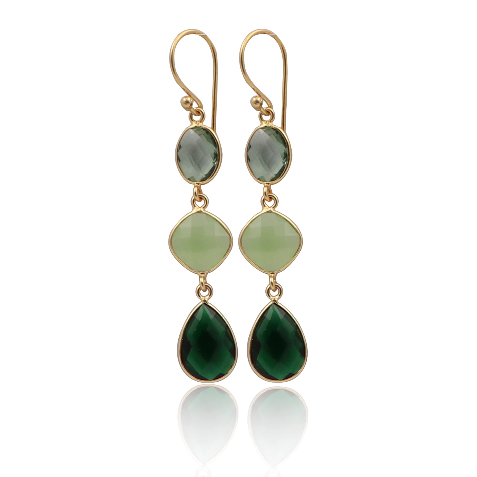 El Joyero Handmade Bezel Set Earring Jewelry | Amethyst & Prehnite & Emerald Gemstone Hook Earring | Bezel-Sett Gold Plated Dangle Hook Earring | 1759)154 For Women (B09MN9RCZT) Amazon Price History, Amazon Price Tracker