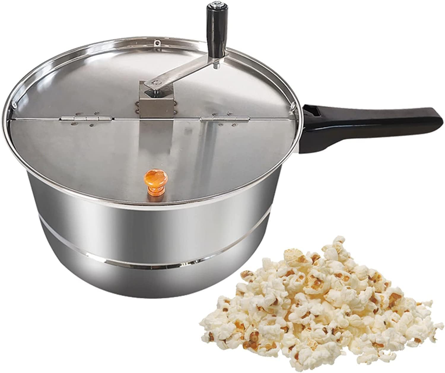 Máquina de Palomitas de maíz, Estufa de Gas de Acero Inoxidable, Olla de Palomitas de maíz Comercial, máquina Manual Antiadherente para Hacer Palomitas de maíz