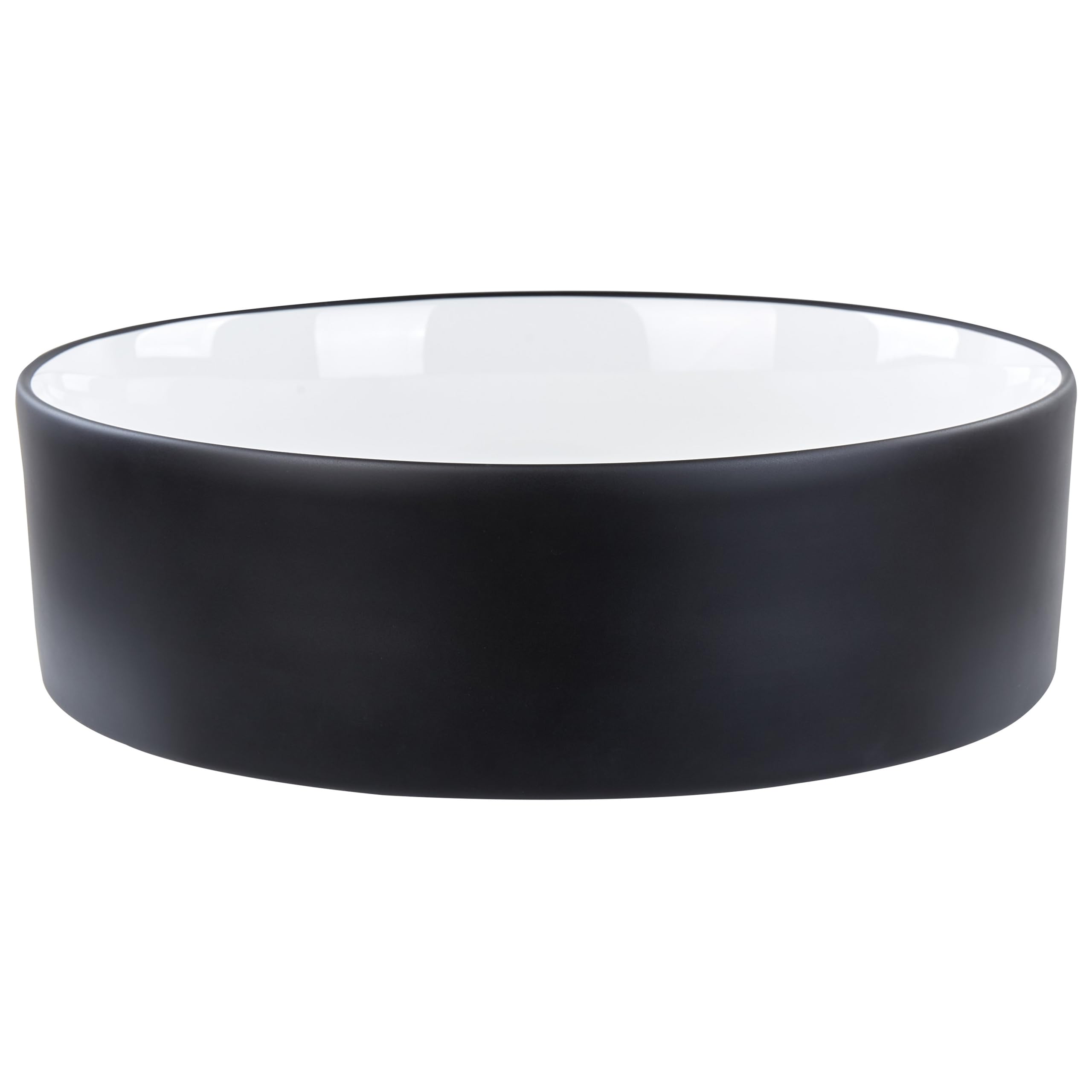 Umywalka nablatowa ceramiczna ⌀ 40 cm biało-czarna połyskujące wykończenie łazienka Tebar