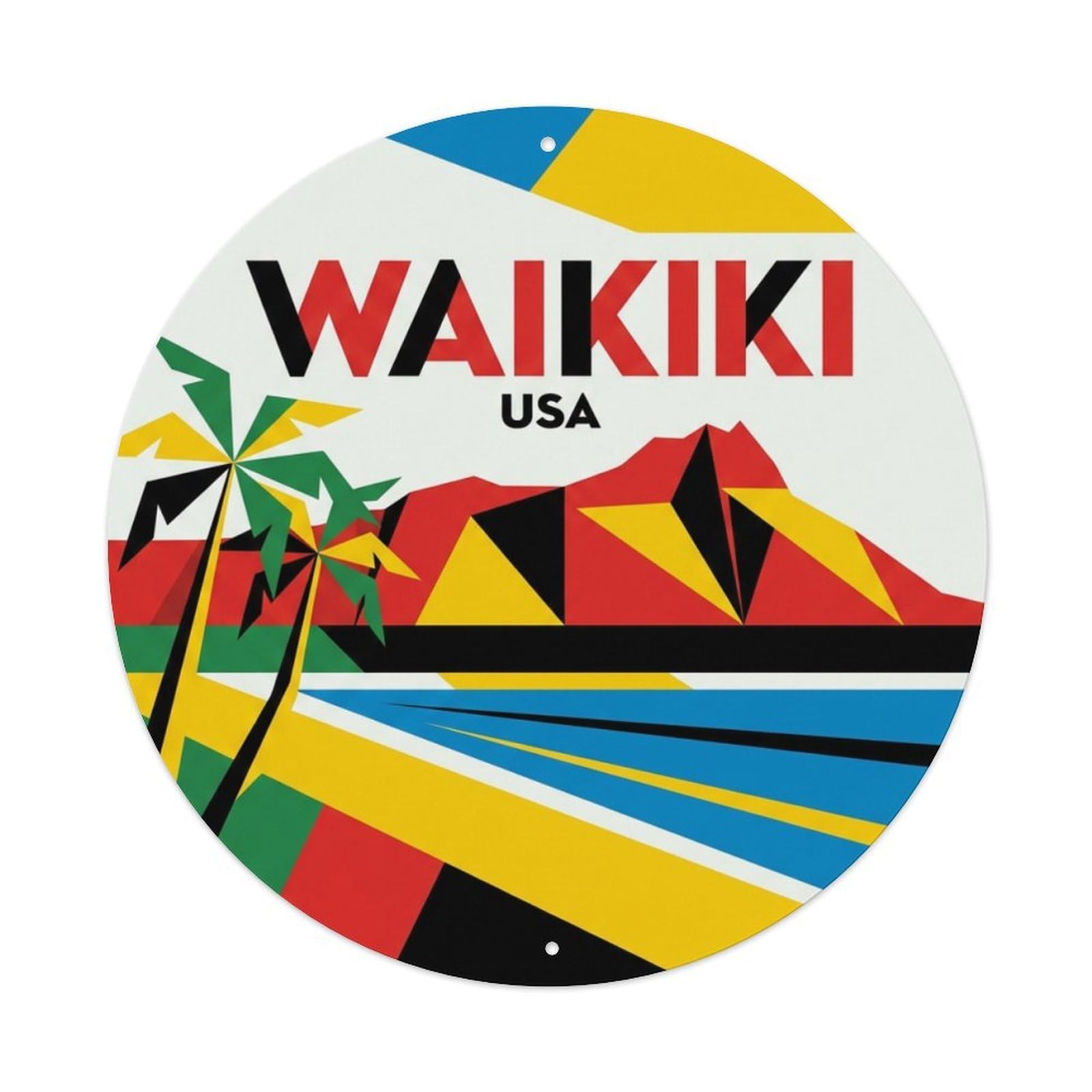 Vintage Travel Waikiki Hawaii Courage Metal Tin Sign