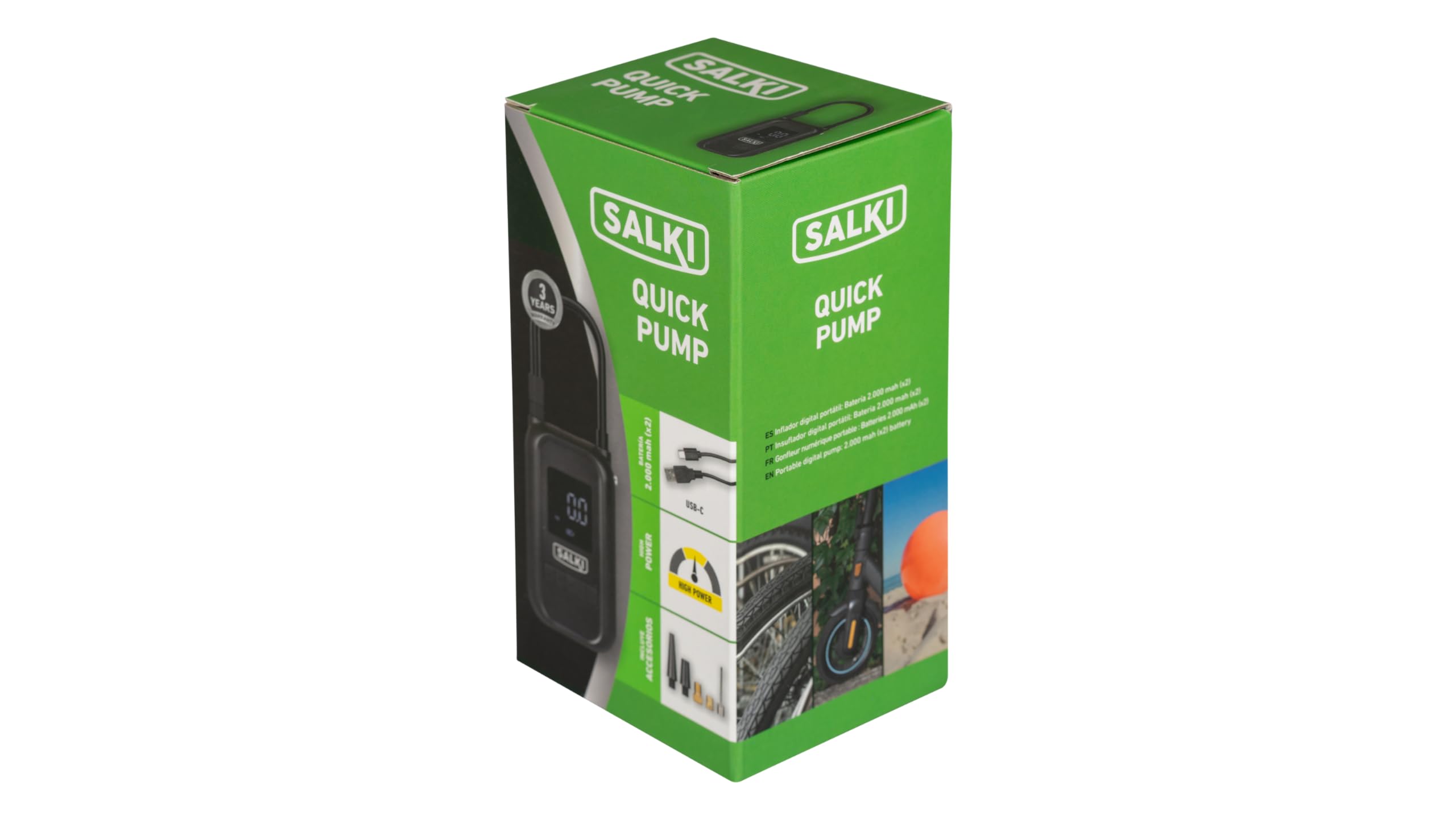 salki Quick Pump | Kompakter tragbarer Notfall-Aufbläser - Luftkompressor für Motorrad-, Fahrrad- und Sportball-Räder