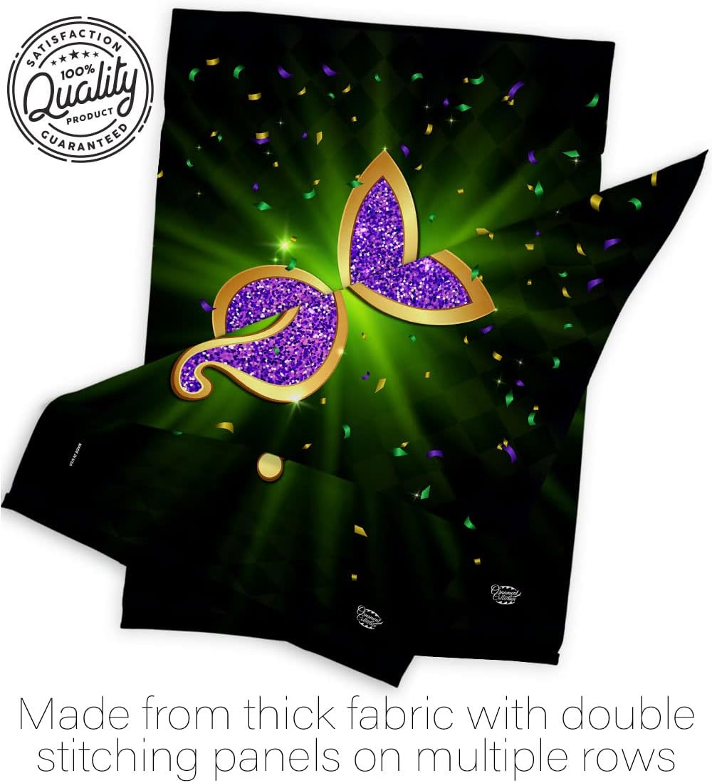 Fleur De Lis House Flag - Pack Spring Mardi Gras Carnival Festival Masquerade Celebration Season Holiday French USA Vintage Applique - Banner Small Garden Yard Gift Double-Sided Made In 28 X 40