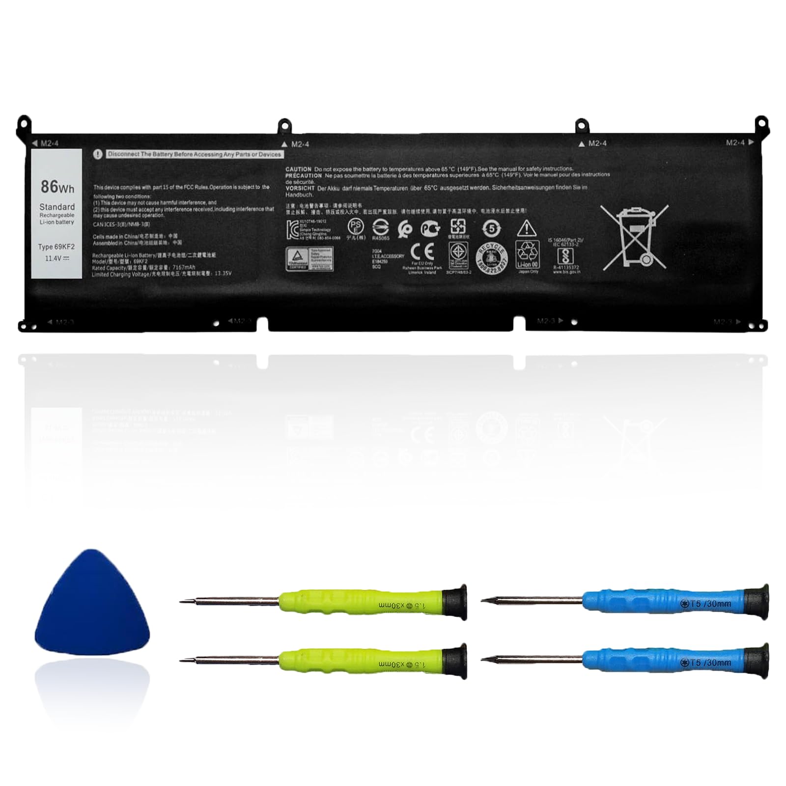 86Wh 69KF2 Battery Replacement for Dell G7 15 7500 G15 5510 5511 5515 5520 5521 XPS 15 9500 9510 9520 Precision 5550 5560 5570 Alienware M15 R3 R4 M17 R3 R4 Inspiron 7510 7610 7620 P87F P91F