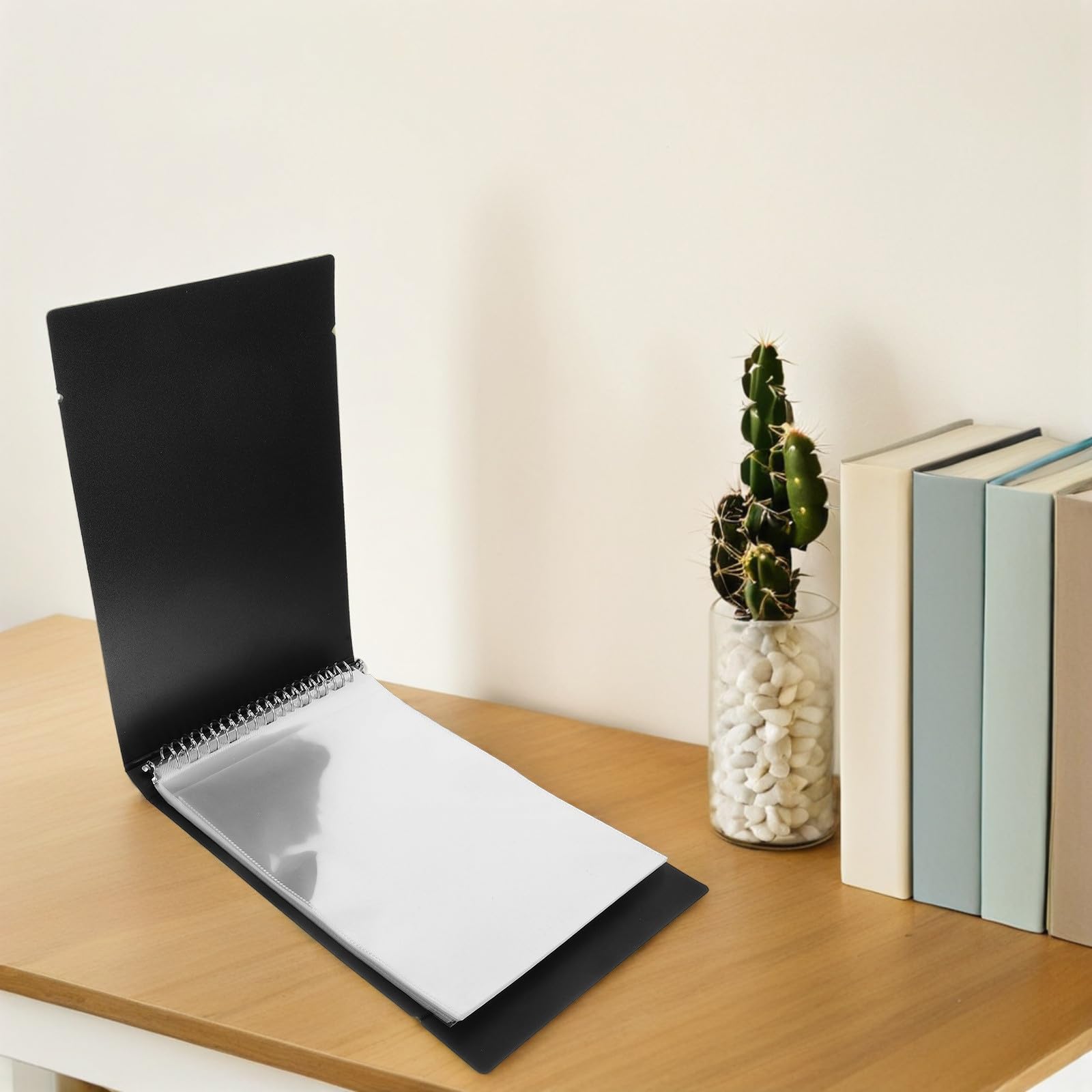 Raccoglitore per Assegni Portatile in Plastica Nero con Design Elegante, Organizer Documenti per Casa e Ufficio, Album Classificatore Funzionale