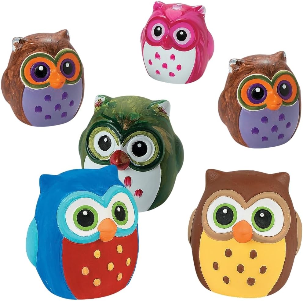 Fun Express DIY Ceramic Owl Craft Kits for Kids Set of 12 - Paint Your Own Ceramics Art Projects for Boys and Girls | Kids Arts and Crafts Activities for Home, Classroom & Birthday Parties