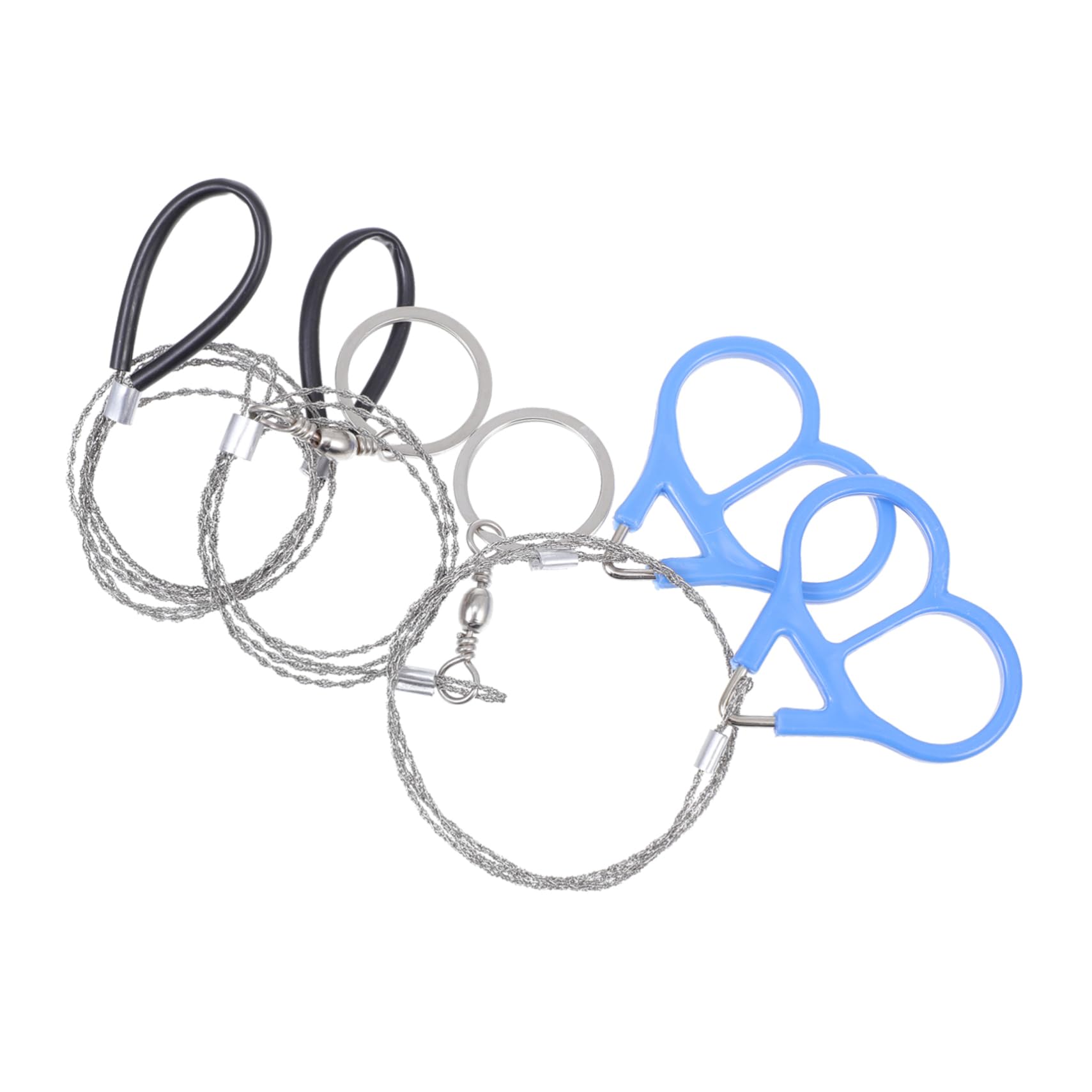 Abaodam 2sets Hand-pulled Wire Saws Portable Survival Wire Saws in Stainless Steel for Outdoor Activities 3pcs*2