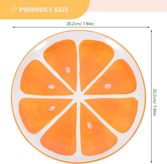Orange Ceramic Fruit Pattern Plate for Dining and Serving