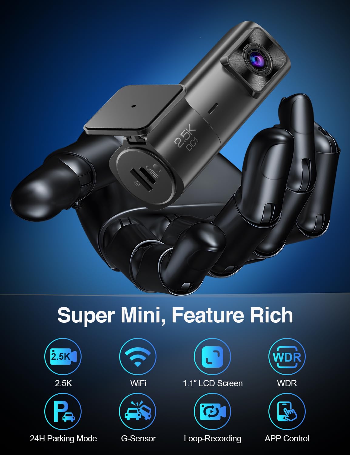 Sarmert 2.5K Front Dash Cam Built-in WiFi,Dash Camera for Cars