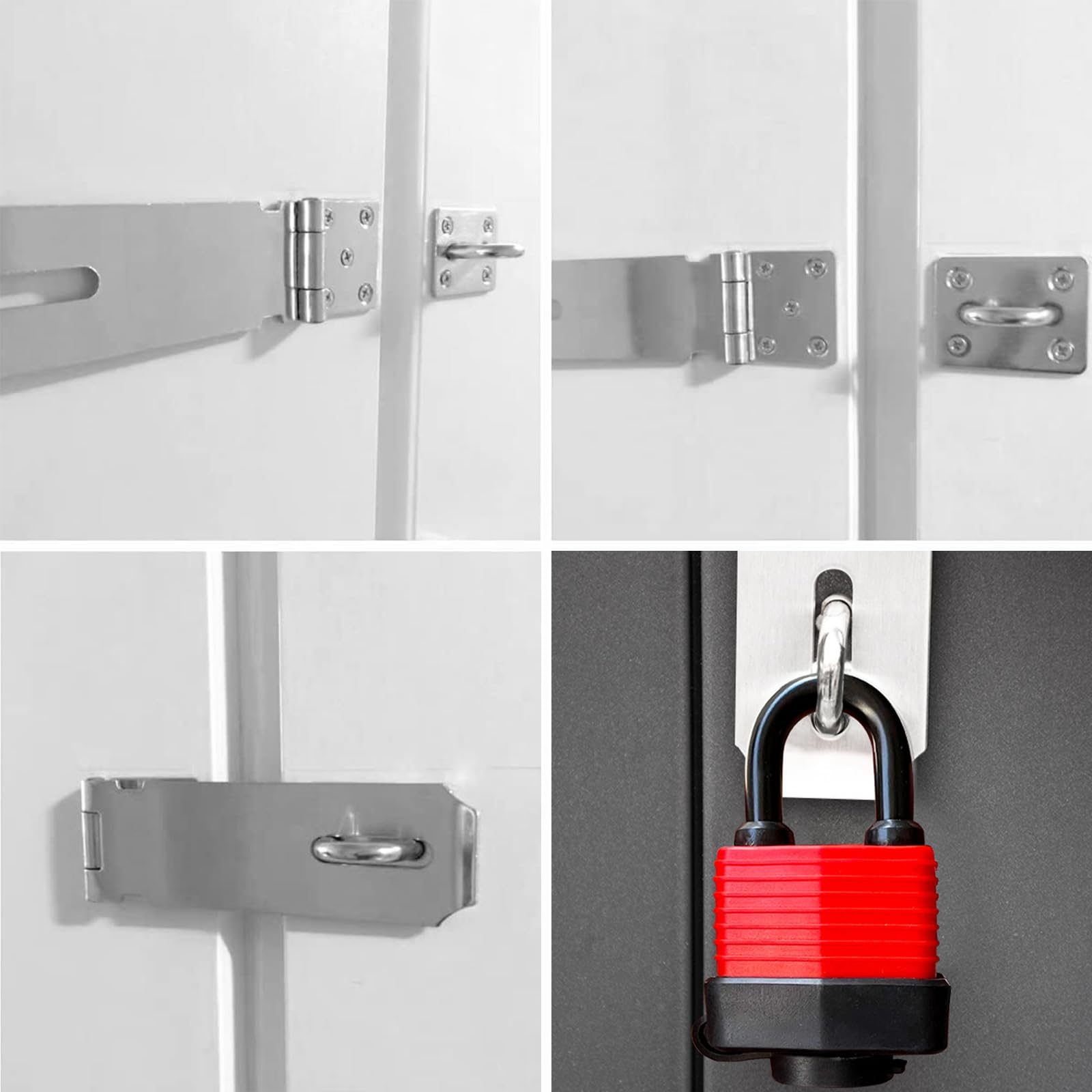Lucchetto per Porta Kit, 16 cm in Acciaio Inox Lucchetto con Chiusura a Graffetta e Capannone, per Porta, Finestra, Armadietto, Gabbia per Animali Domestici