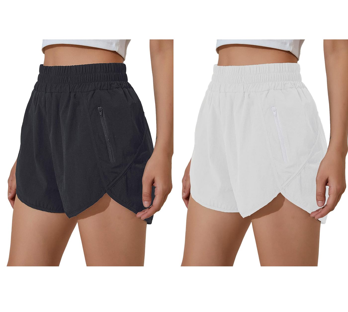 BMJL Women's High Waisted Running Shorts Black&White (2XL)  
BMJL Women's Pocket Sporty Short Gym Elastic (2XL,Black&Whi
