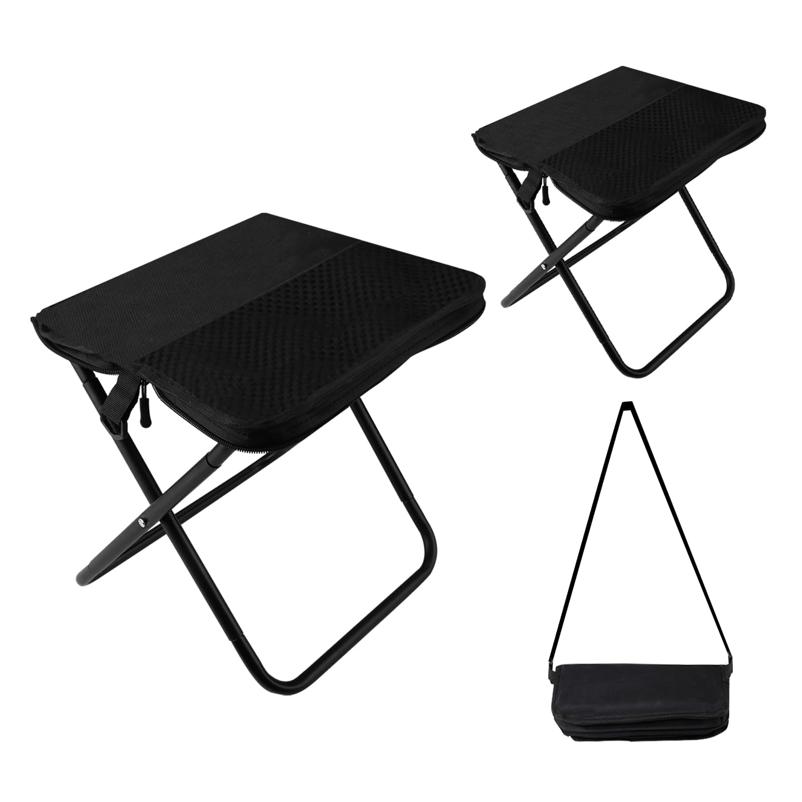 Betinyar 2PCS 2-in-1 Portable Stool 2-Layer Messenger Bag, 2 Sizes Pocket Chair with X-Shaped Carbon Steel Frame, Versatile Foldable Stool for Camping Gear
