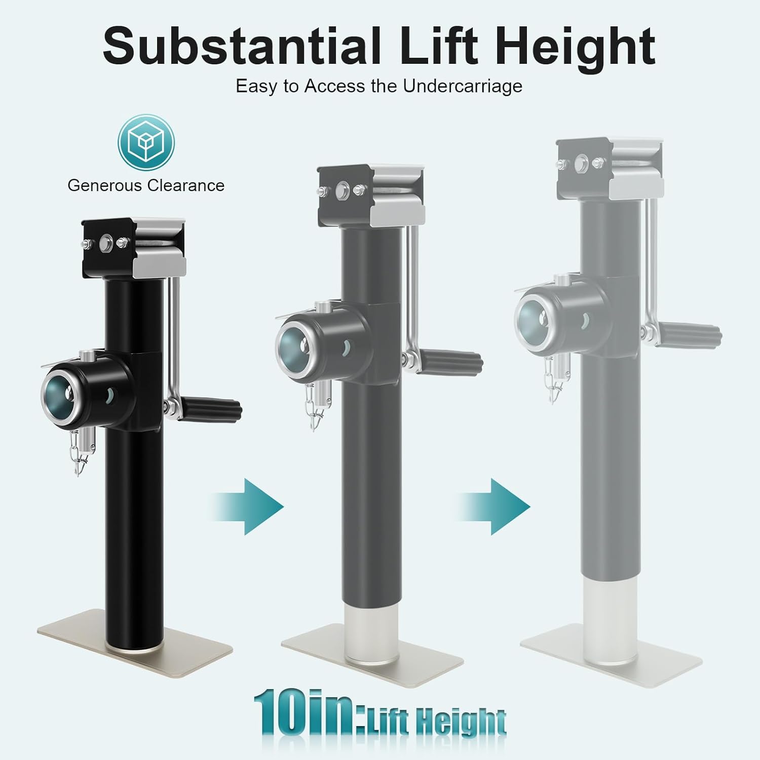 Heavy Duty Trailer Jack, 1000lbs Lifting Capacity, 10" Lift Height, Tongue Jack with Ergonomic Handle & Stable Base, Manual Trailer Lift Jack for Utility Boat Trailers, Black