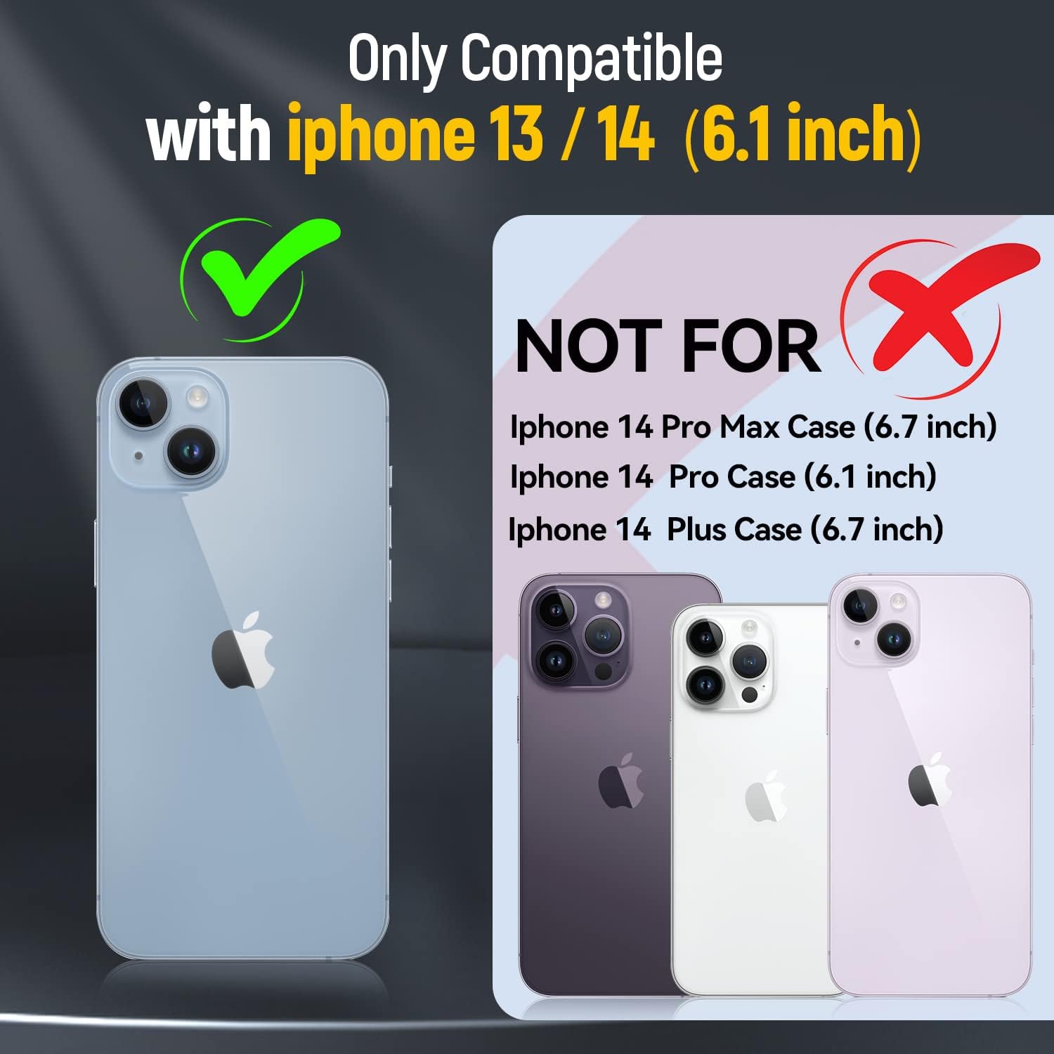 Phone Case for iPhone 14 Case with Kickstand Ring Holder, with Camera Cover, with Magnetic Car Mount Function, for iPhone 14 - Blue - Image 2