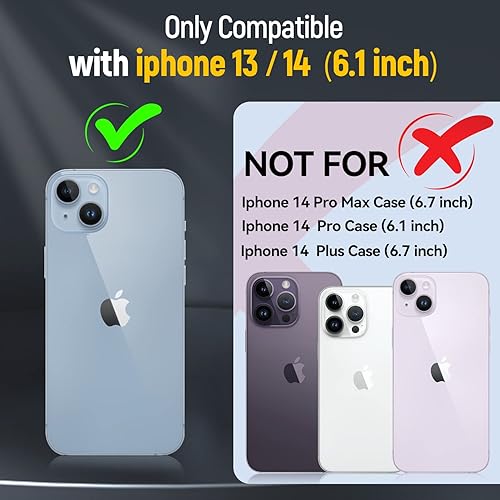 Miniatura 2 de SEFING Funda para iPhone 14 con cubierta deslizante para cámara, funda protectora de grado militar con soporte giratorio de 360 y función de montaje