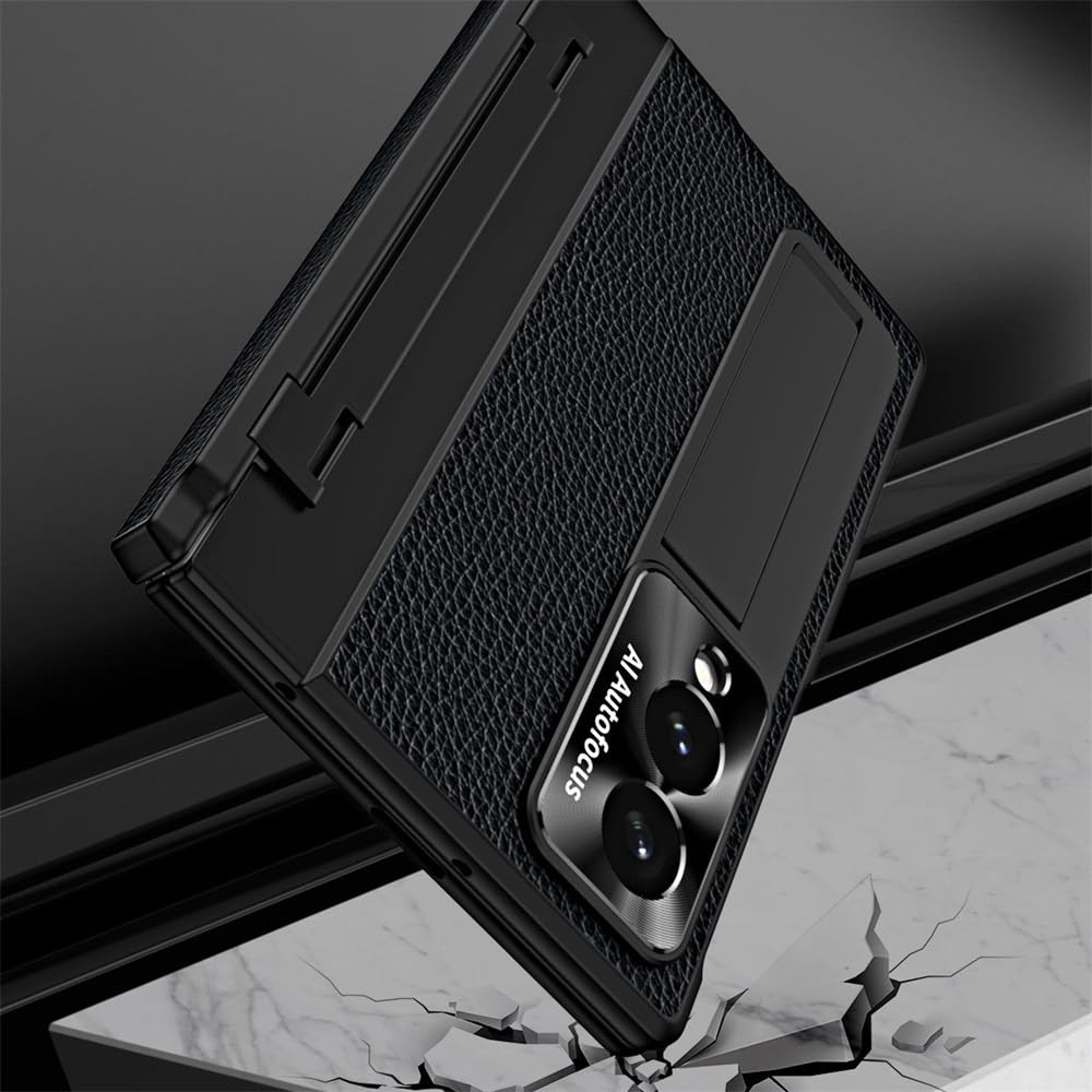Custodia in pelle con cavalletto compatibile con Samsung Galaxy Z Fold 8 (blu1)