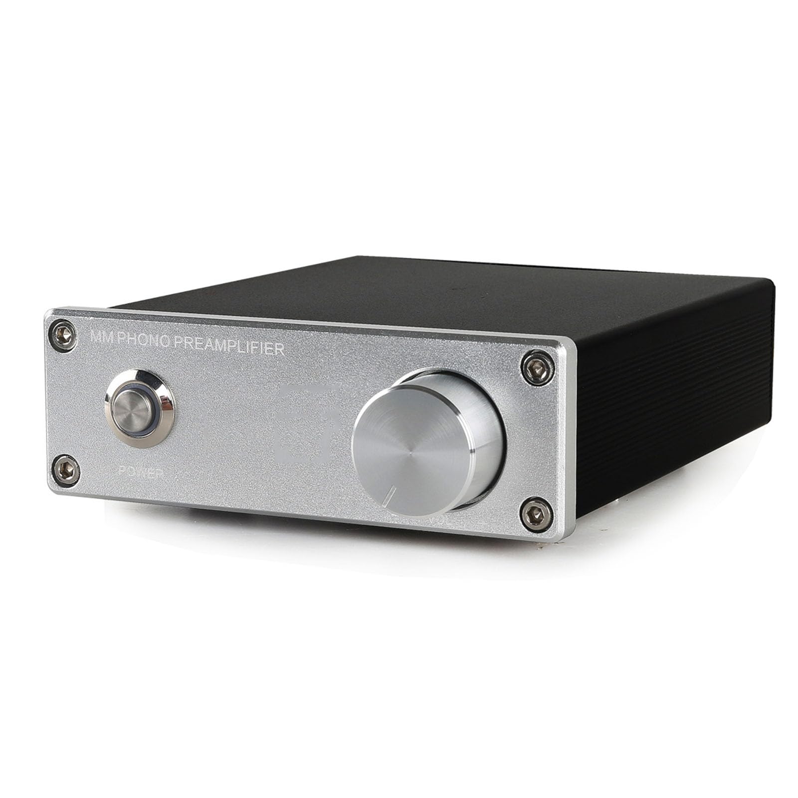 Preamplificatore Phono MM/MC, Preamplificatore Giradischi, Preamplificatore Hi-Fi, con Volume Regolabile, Ingresso e Uscita RCA, Adattatore di Alimentazione DC12V, per Mini Stereo Audio Fonografo