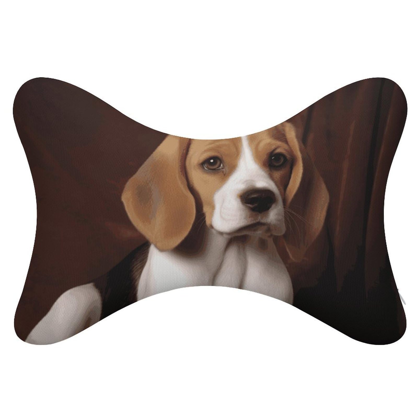 JTREHY Ovely Pet Dog Beagle Car Neck Pillow Dog Bone Shaped Travel Neck Headrest Back Chiropractic Car Support Pillow Adjustable Strap Sofa Lounge Chair Head Pillows for Car Seat