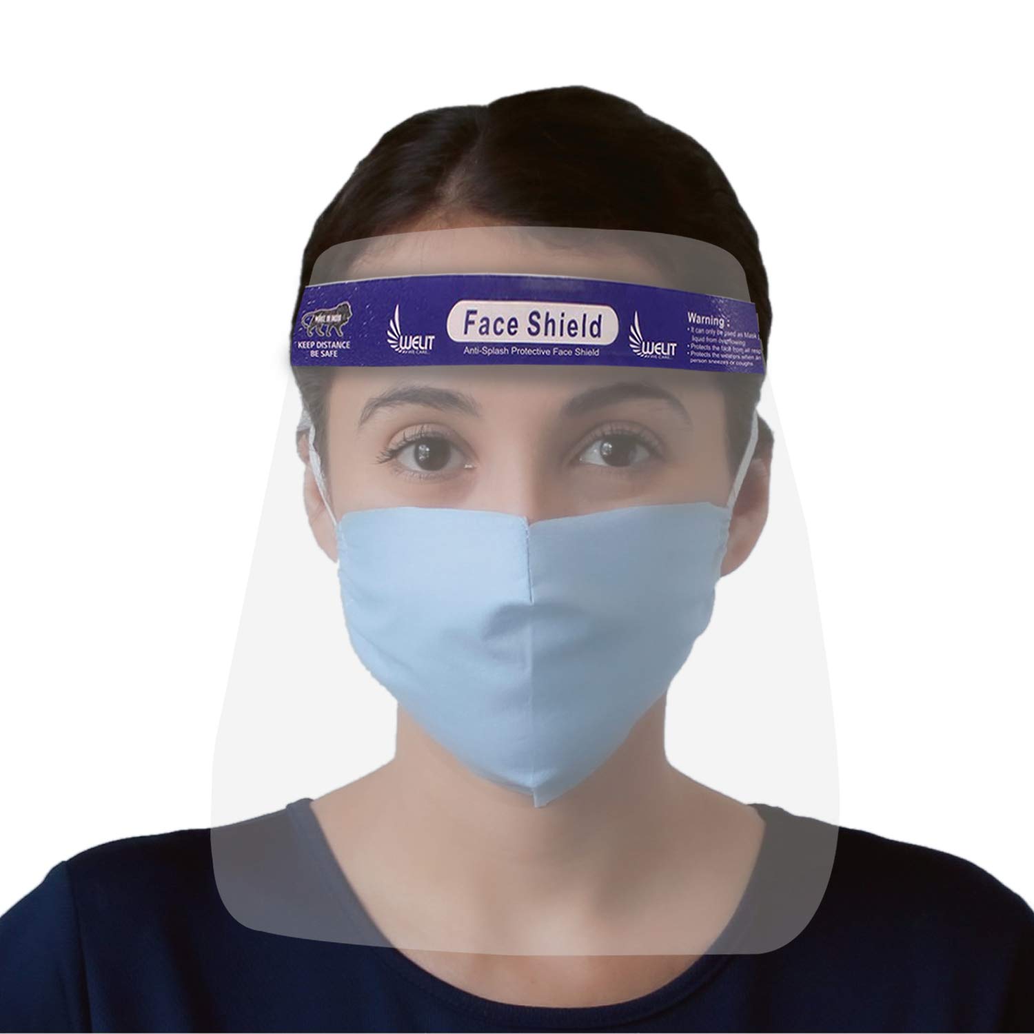 ORILEY AYURVEDA ORFSN01 350 Micron Disposable Face Shield with Adjustable Elastic Strap Anti-Splash Single Use Protective Facial Cover Transparent Full Face Visor with Eye & Head Protection (1 PC)
