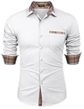 Men's Long Sleeve Dress Shirt Plaid Collar Casual Button Down Shirts