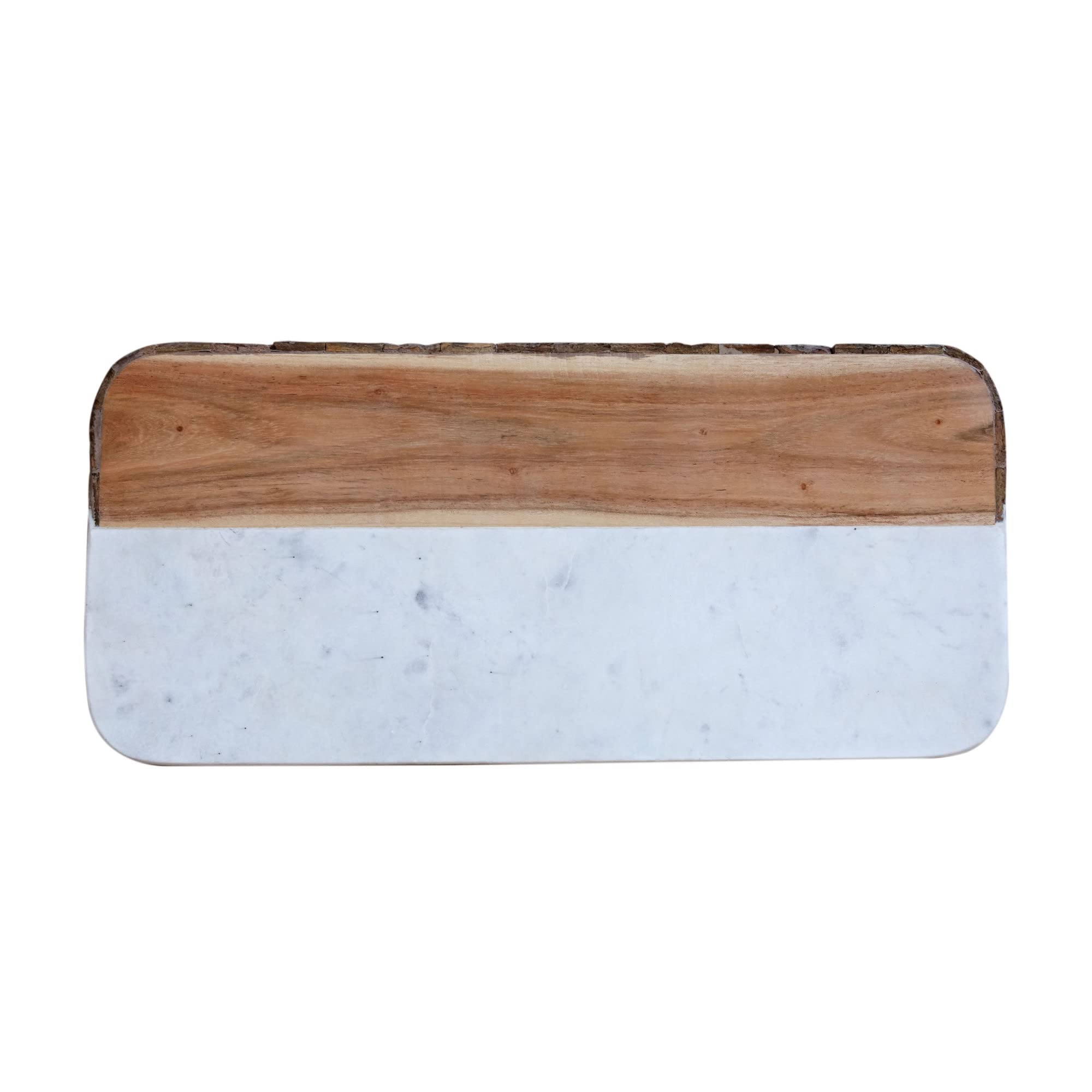 Photo 1 of Creative Co-Op White Marble & Mango Wood Rectangle Cheese Board