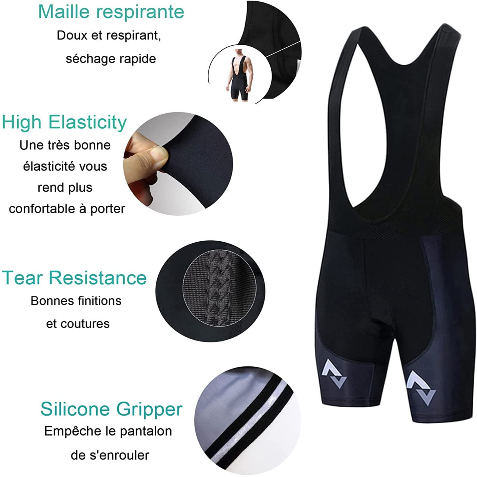 Completo Ciclismo Uomo Estivo, Traspirante ed Elastico Magliette e Pantaloncini da Ciclismo Maniche Corte con Salopette Ciclismo con Cuscino Imbottito in Schiuma Abbigliamento MTB