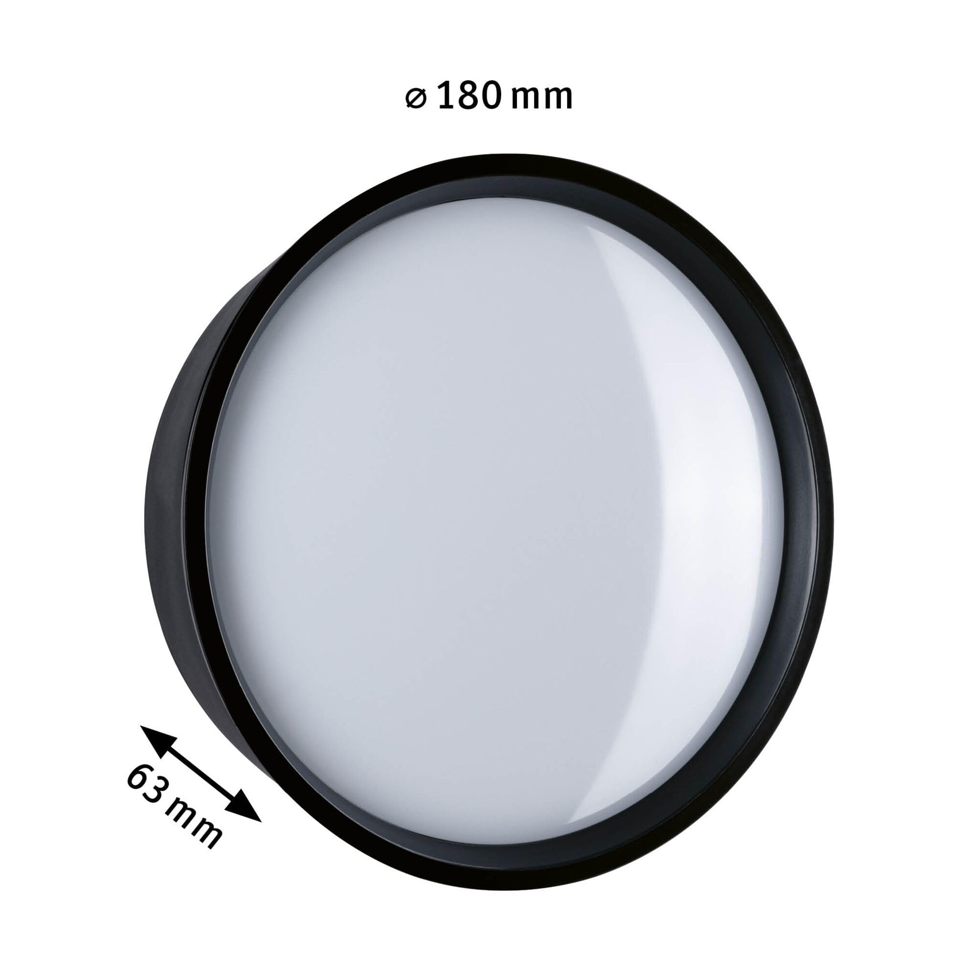 Paulmann 94696 luminaire d'extérieur LED Applique Platomo Résistant à l'eau de mer IP44 rond 180 mm 3000K 14,5W 1200lm 230V Noir plastique