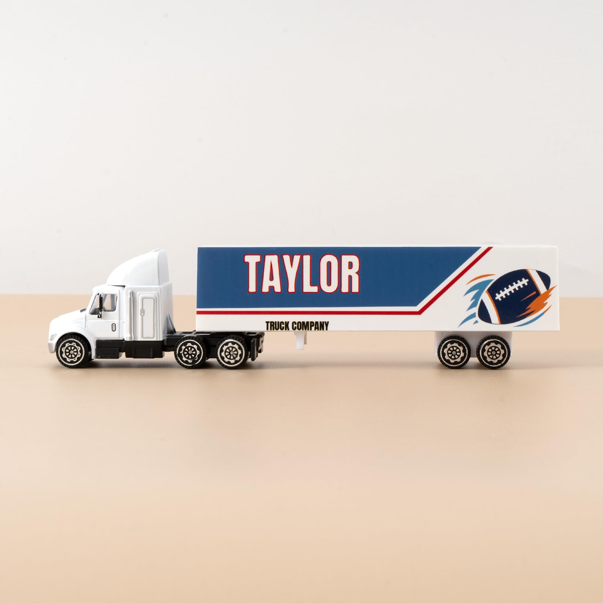 MT WORLD Personalized Toy Truck with Name Custom Semi Truck Toy Tonka Container Car Carrier 1/87 Scale Model Semi Trucks Small Tractor Trailer Toy for Birthday