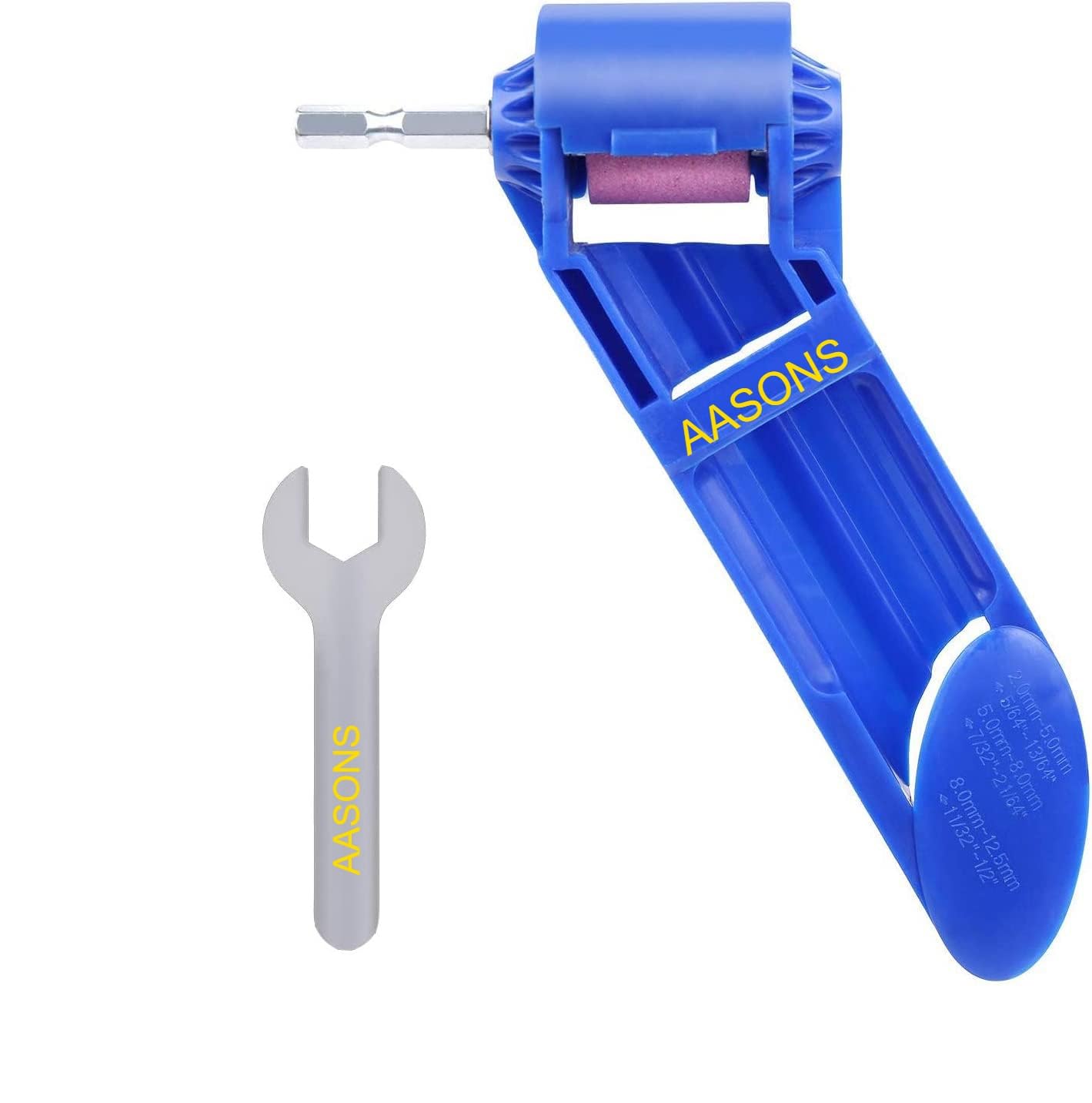 AASONS Portable Drill Bit Sharpener Powered Tool Parts Sharpening Tool Corundum Grinding Wheel for Iron-Based Drill Bits | Drill Bits Grinding Tool | Drill Bits Edge Polishing Tool (Size- 2.0-12.5mm)