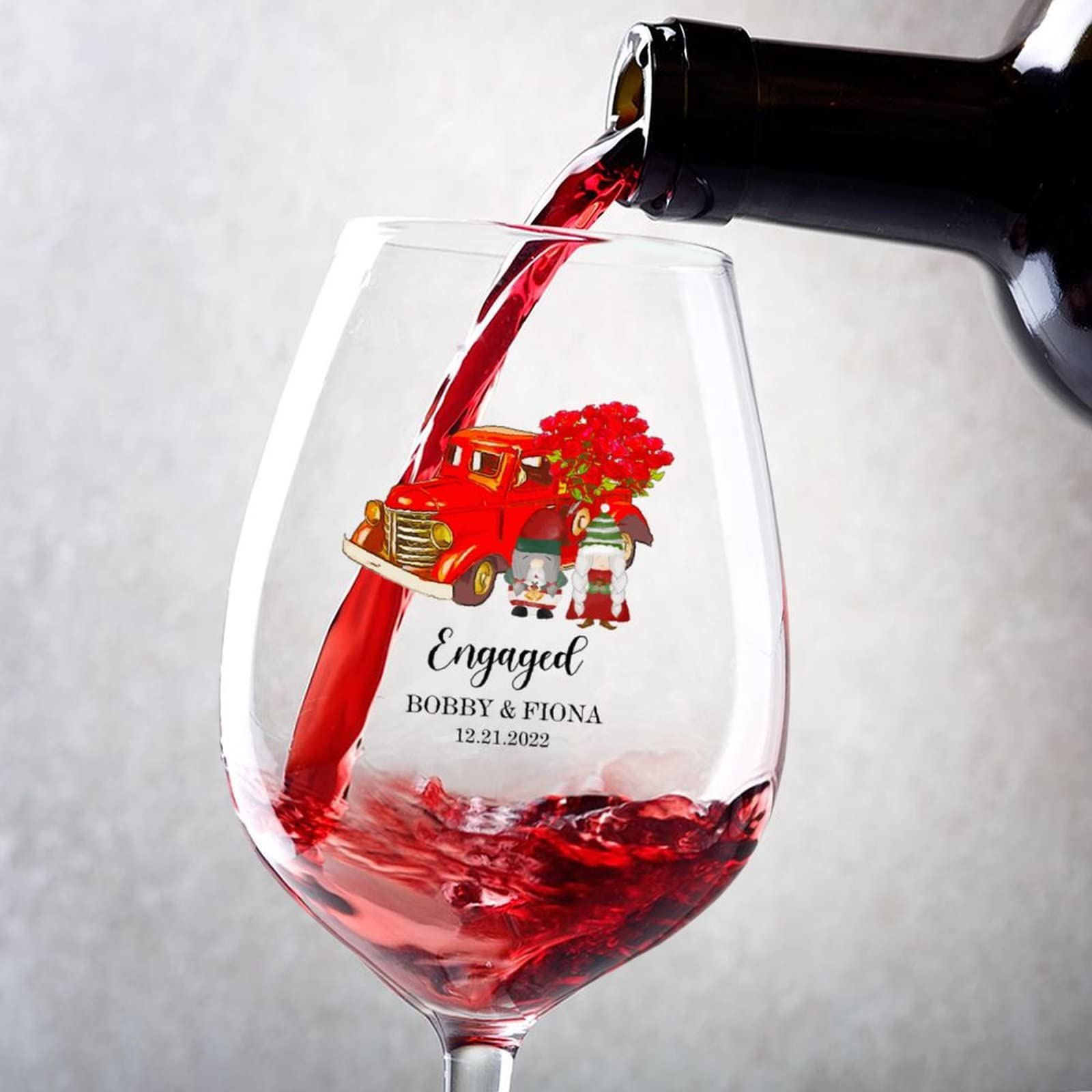 Cadeau unique anniversaire de mariage : lot de 2 verres à vin rouge transparents