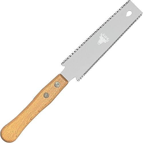 6 Inch Small Japanese Pull Saw Double Edge with Beech Handle SK5 Flexible Flush Trim Saw Cut for Woodworking