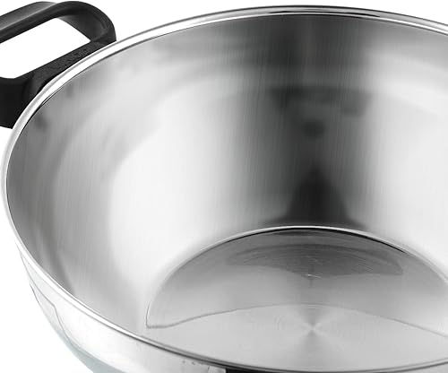 Miniatura 8 de Vinod Kadhai  Wok Deluxe de acero inoxidable con tapa de cristal, 8.7 in, apto para inducción, capacidad 2,4 litros (2,54 cuartos de galón, 10 tazas)