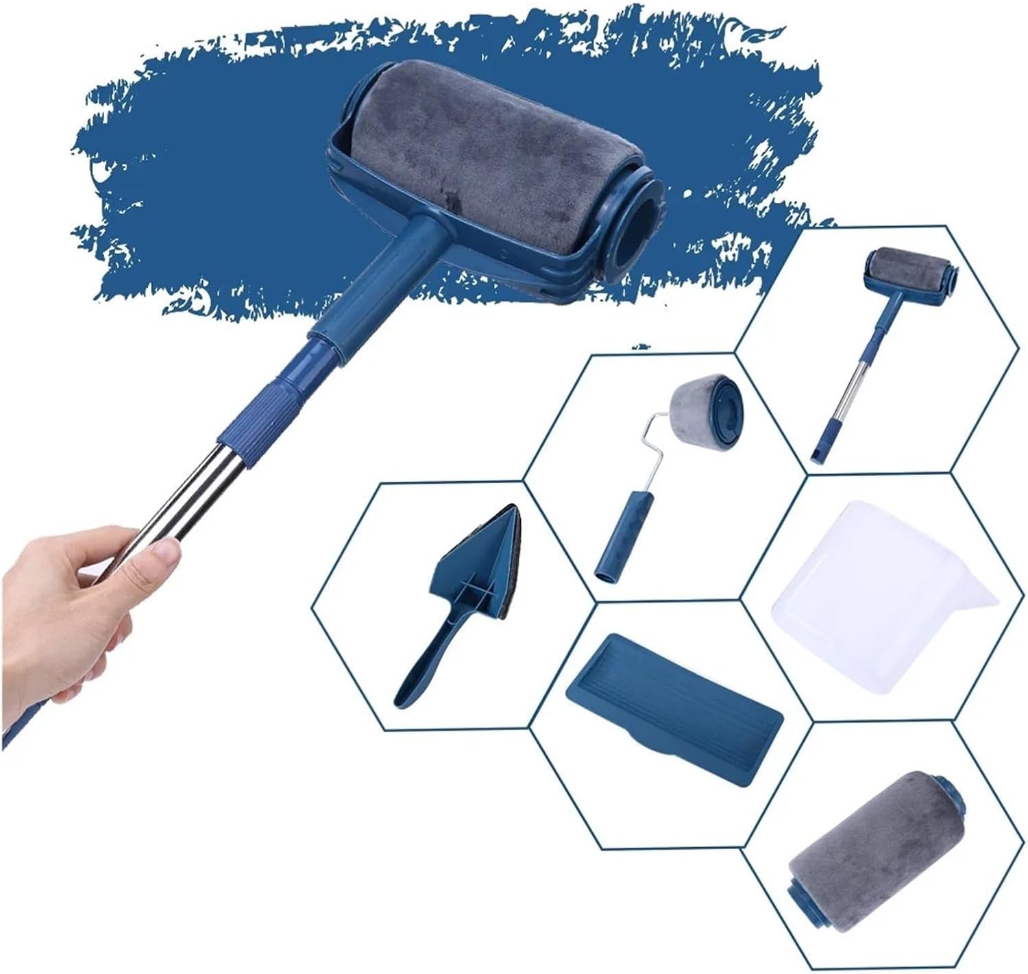 Wall Paint Roller Brush Set Household Decorative Painting DIY Corner Rolling Handle Tool(7pcs)