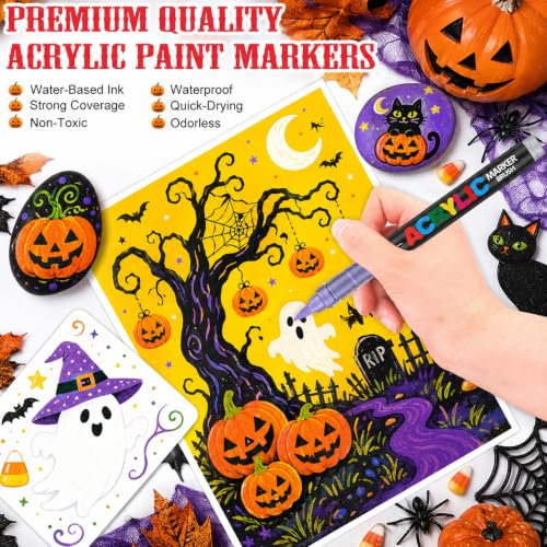 Image of Acrylic Paint Markers, Soft Brush Tip Pens and Markers, Acrylic Paint Pens for Wood, Stone, Canvas, Glass, Fabric, Egg, Rock Painting and DIY Craft Art Supplies (36)