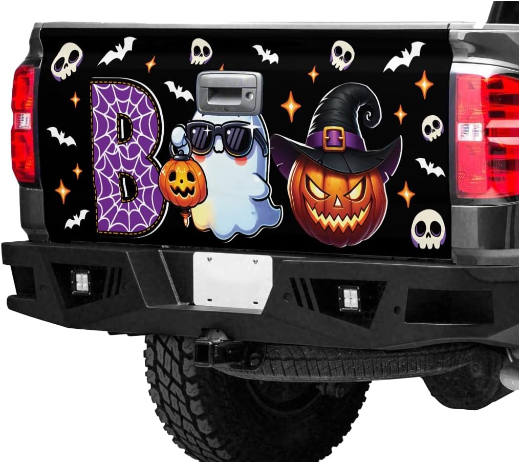 ThangPham Shop Halloween Ghost Truck Tailgate Wrap – Truck Tailgate Wrap with Halloween Theme
