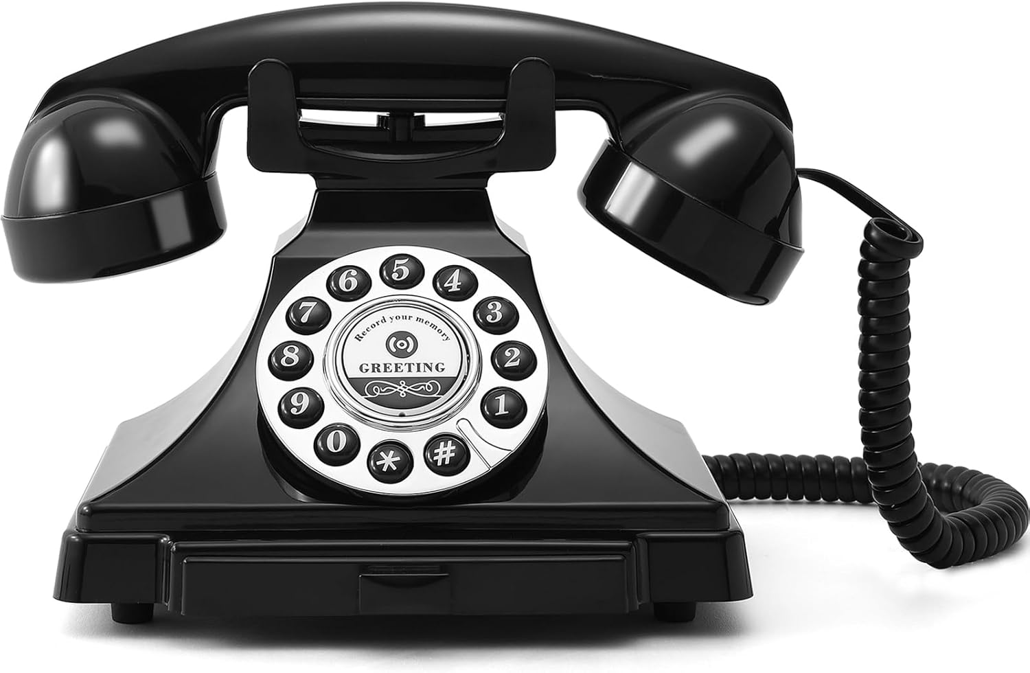 Audio Guest Book Phone Audio GuestBook Weddings Phones Record Customized Audio Messages Guest Book Alternatives Classic Retro Phone for Parties Birthdays Rentals Confessions Special Occasions (Black)