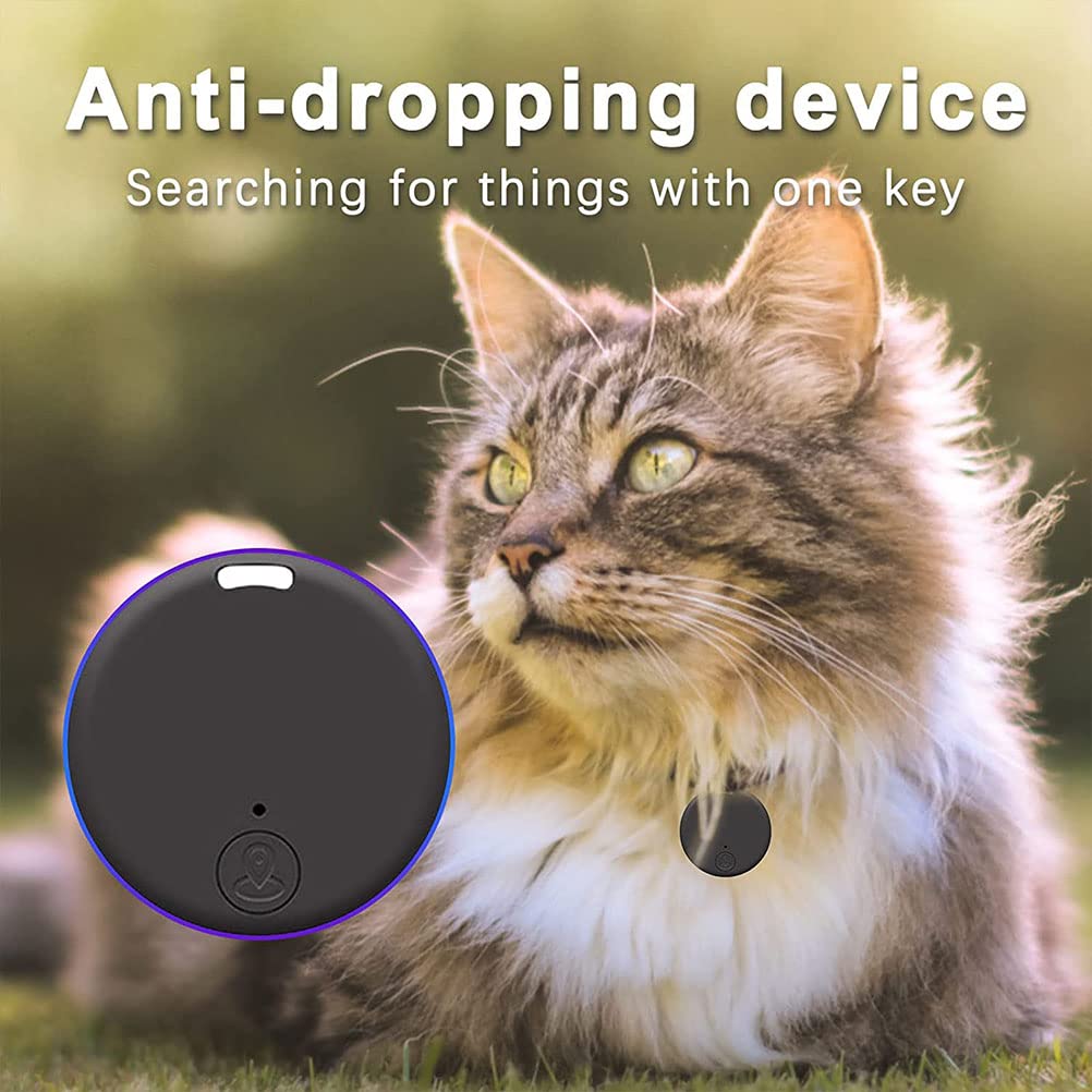 Rastreo GPS portátil Bluetooth 5.0 Rastreo de llave móvil con anillo de tracción, dispositivo inteligente antipérdida Localizador de mascotas para mascotas Gatos Perros Llave de billetera,Negro