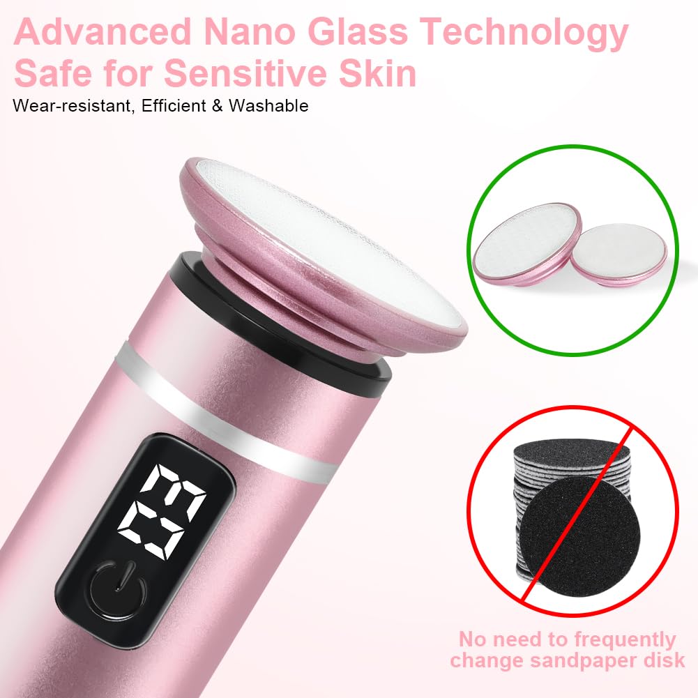 AOOWU 2 in 1 Piedicure Elettrico Professionale, Lima per Piedi Elettrica con 4 Punte Nanometriche, Ricaricabile Piedi Attrezzi per Pedicure, 3 Velocità Regolabile e Schermo LED, per Tacchi Incrinati