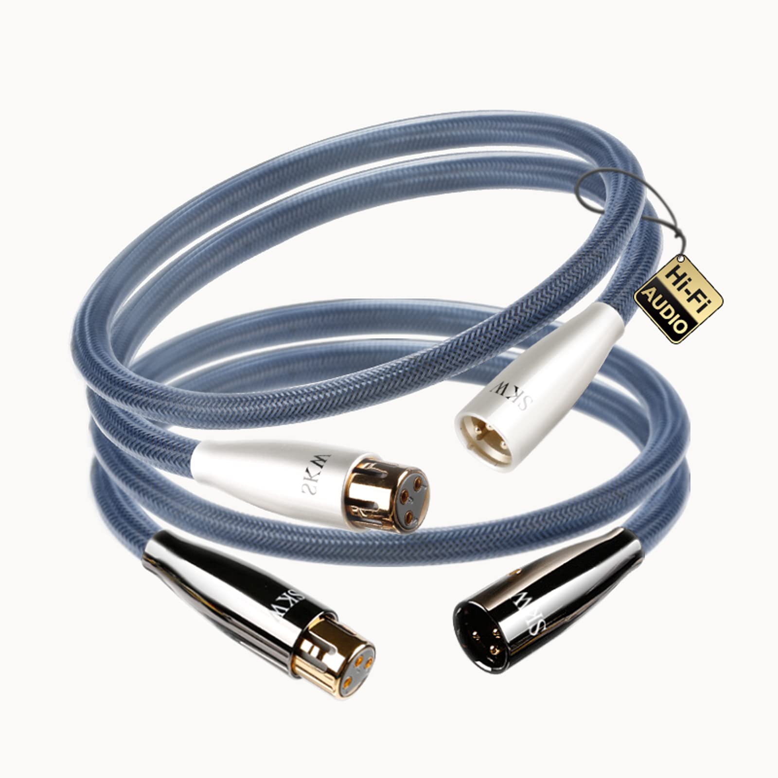 SKW Un par Cable XLR Balanceado,OFC 3 Pins XLR Macho a Hembra Cable de micrófono para Micrófono, Altavoz, Grabadora, Equipo de Sonido, Mesa de Mezclas - 1m