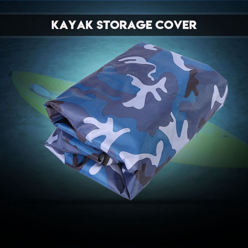 Keenso Kayak Housse de Rangement, étanche 4.5m Kayak Canoë Stockage extérieur Housse Anti-poussière UV Protection Solaire Bouclier Protecteur pour 3.6-4m Kayak Bateau Canoë( océan)
