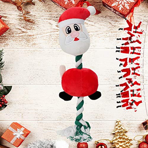 BESTOYARD Brinquedo para animais de estimação clássico Papai Noel com corda de algodão adorável, orn